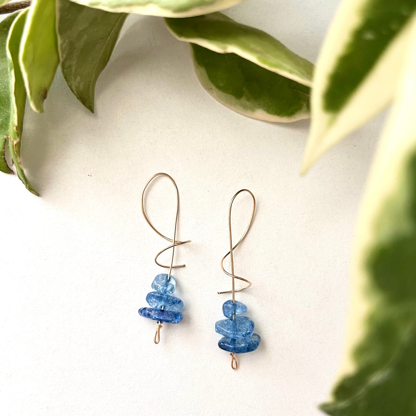 Blue Aventurine Spiral Earrings