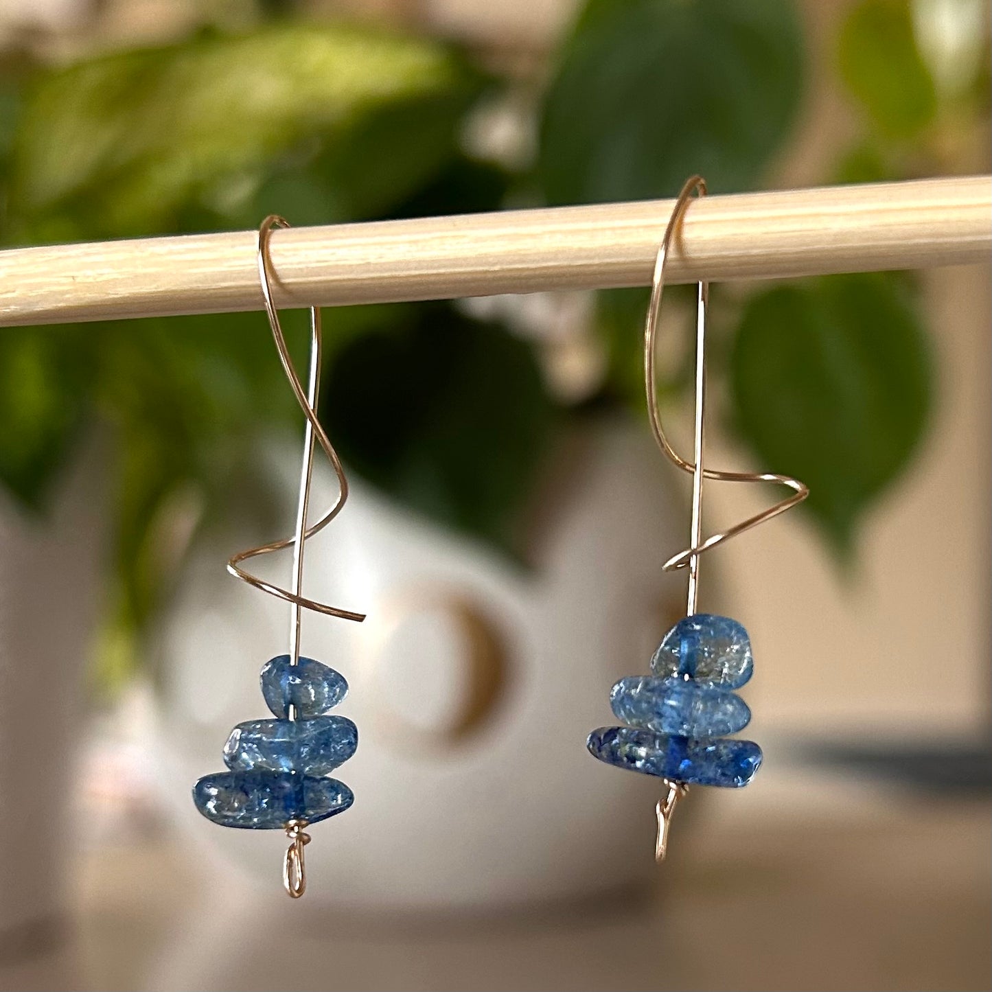 Blue Aventurine Spiral Earrings