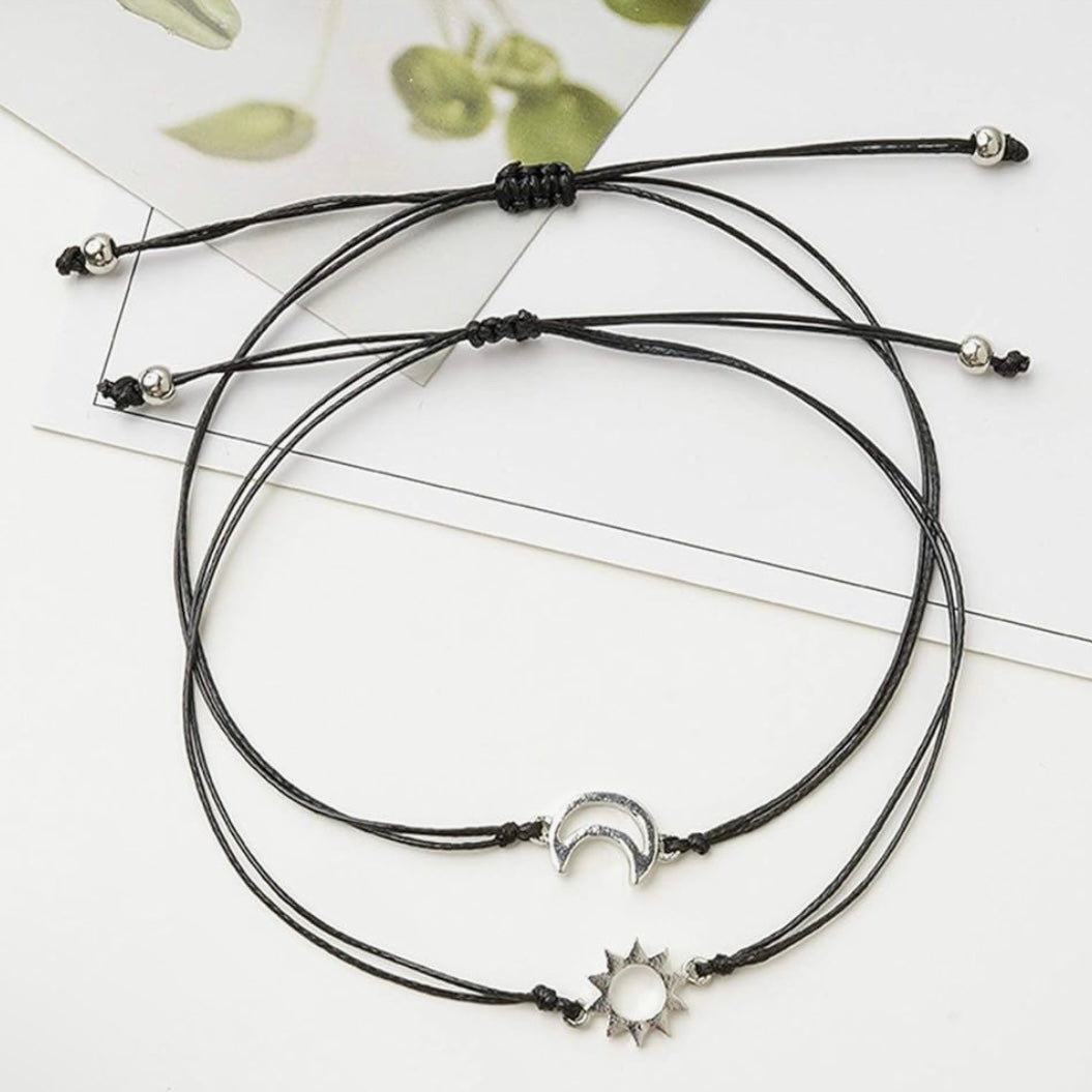 *Sun + Moon* Silver Bracelet Set