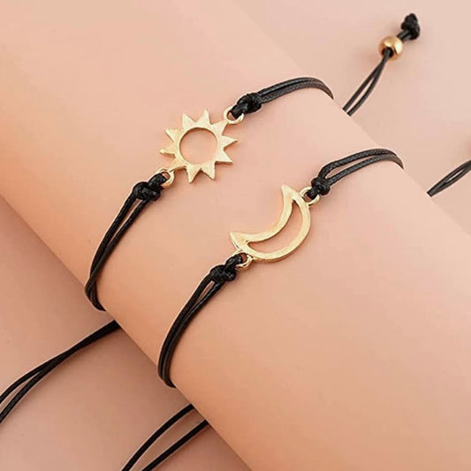 *Sun + Moon* Gold Bracelet Set