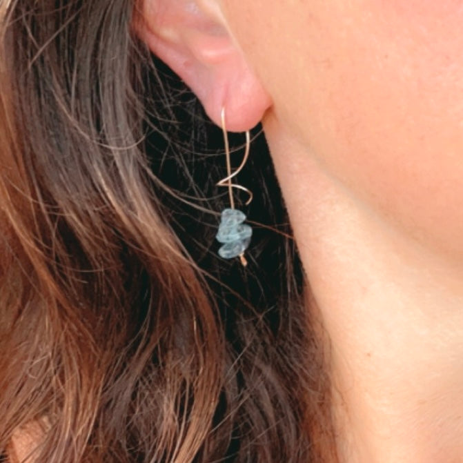 Blue Aventurine Spiral Earrings