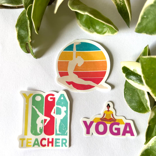 Teacher Tropical Vibe💗💛🩵 Yoga Sticker Set