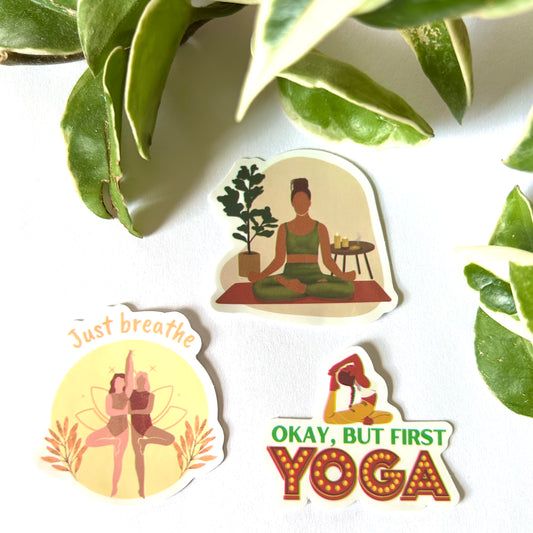Just Breathe💛🤎Yoga Sticker Set